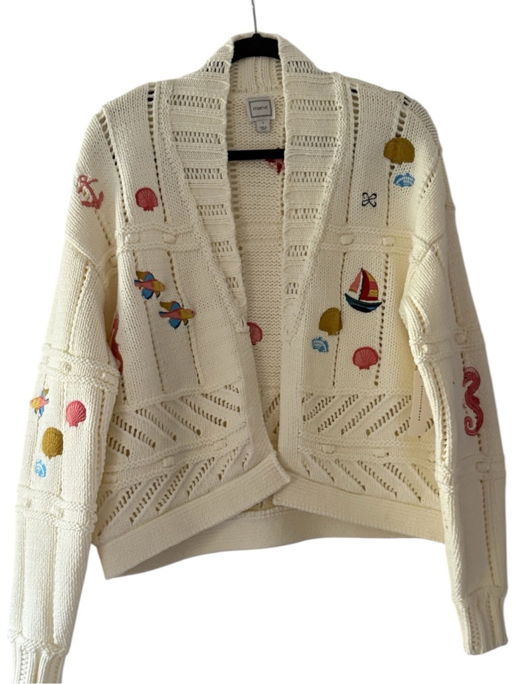 NWT - Maeve Embroidered Icons Cardigan